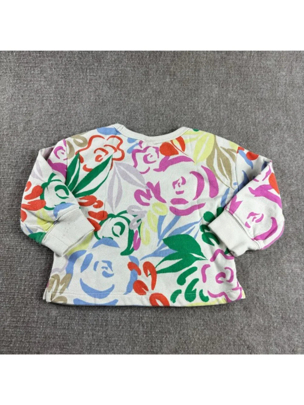 Baby Gap Sweatshirt 18-24M Girls Pink Floral Crewneck Pullover Fleece Jumper
